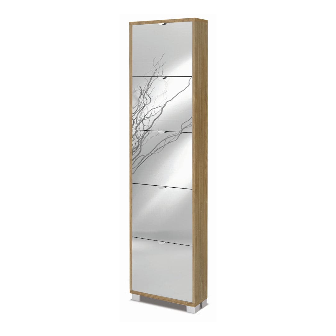 Scarpiera a cinque ante a ribalta con specchio dal design compatto - 190 x 50 x 18 cm - 13
