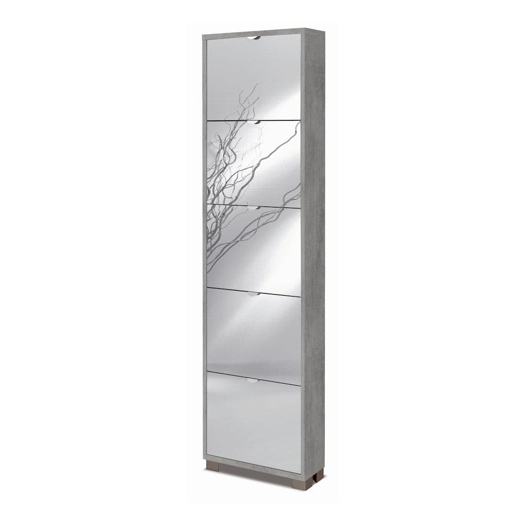 Scarpiera a cinque ante a ribalta con specchio dal design compatto - 190 x 50 x 18 cm - 2
