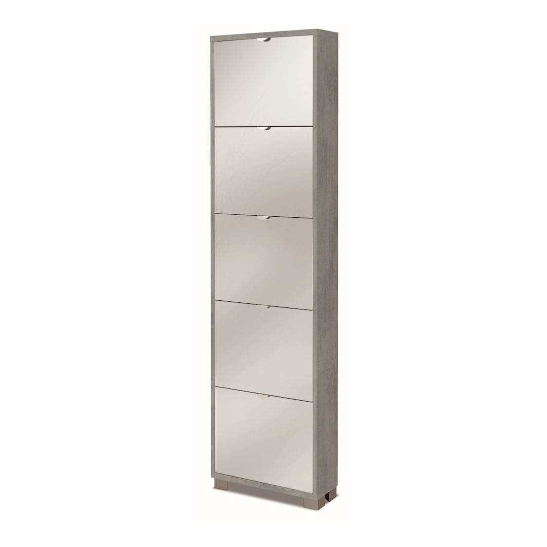 Scarpiera a cinque ante a ribalta con specchio dal design compatto - 190 x 50 x 18 cm - 3