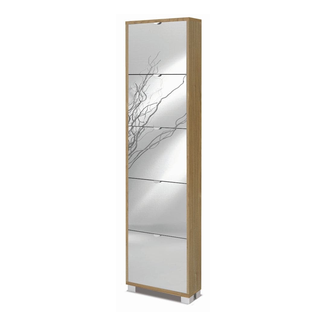 Scarpiera a cinque ante a ribalta con specchio dal design compatto - 190 x 50 x 18 cm - 4