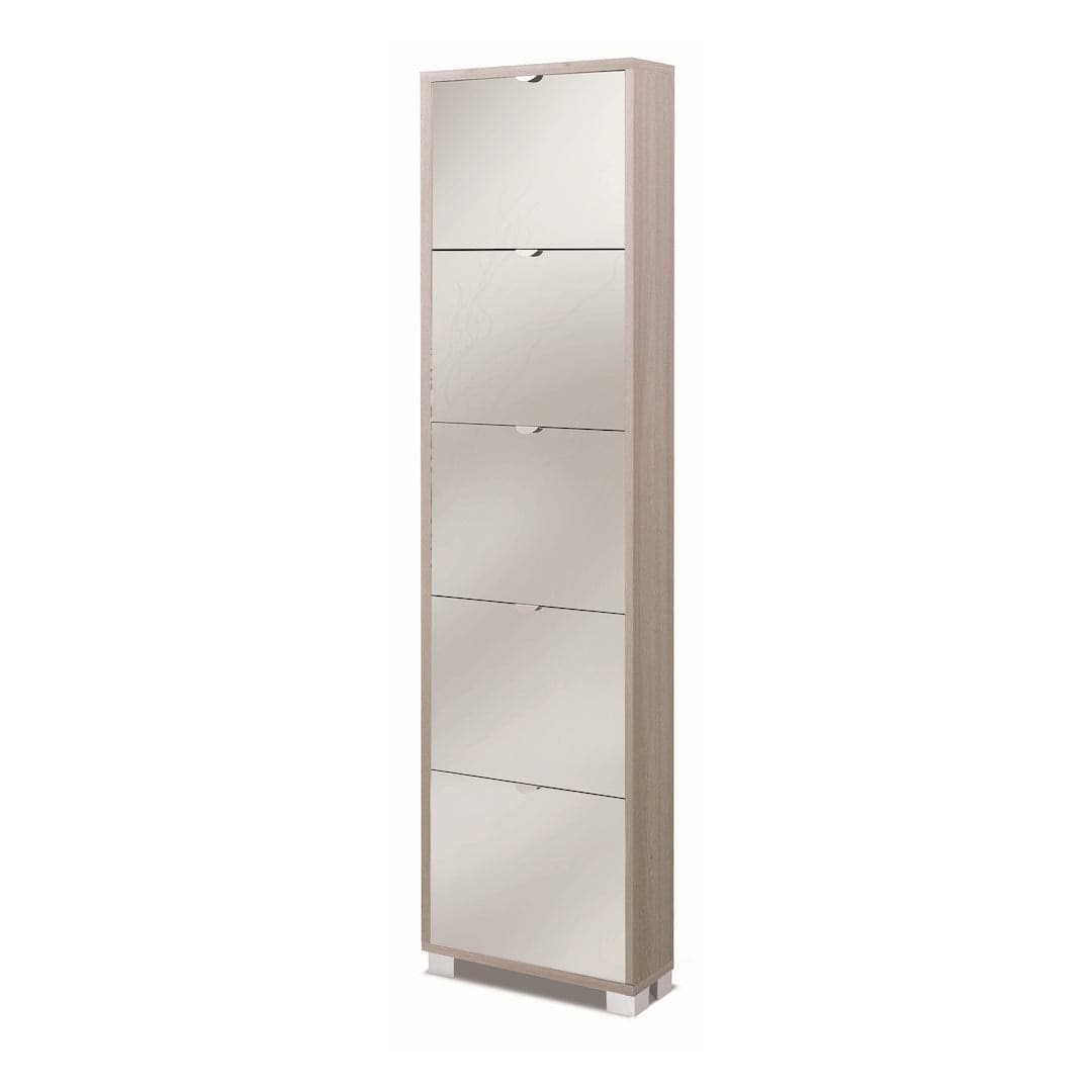 Scarpiera a cinque ante a ribalta con specchio dal design compatto - 190 x 50 x 18 cm - 5