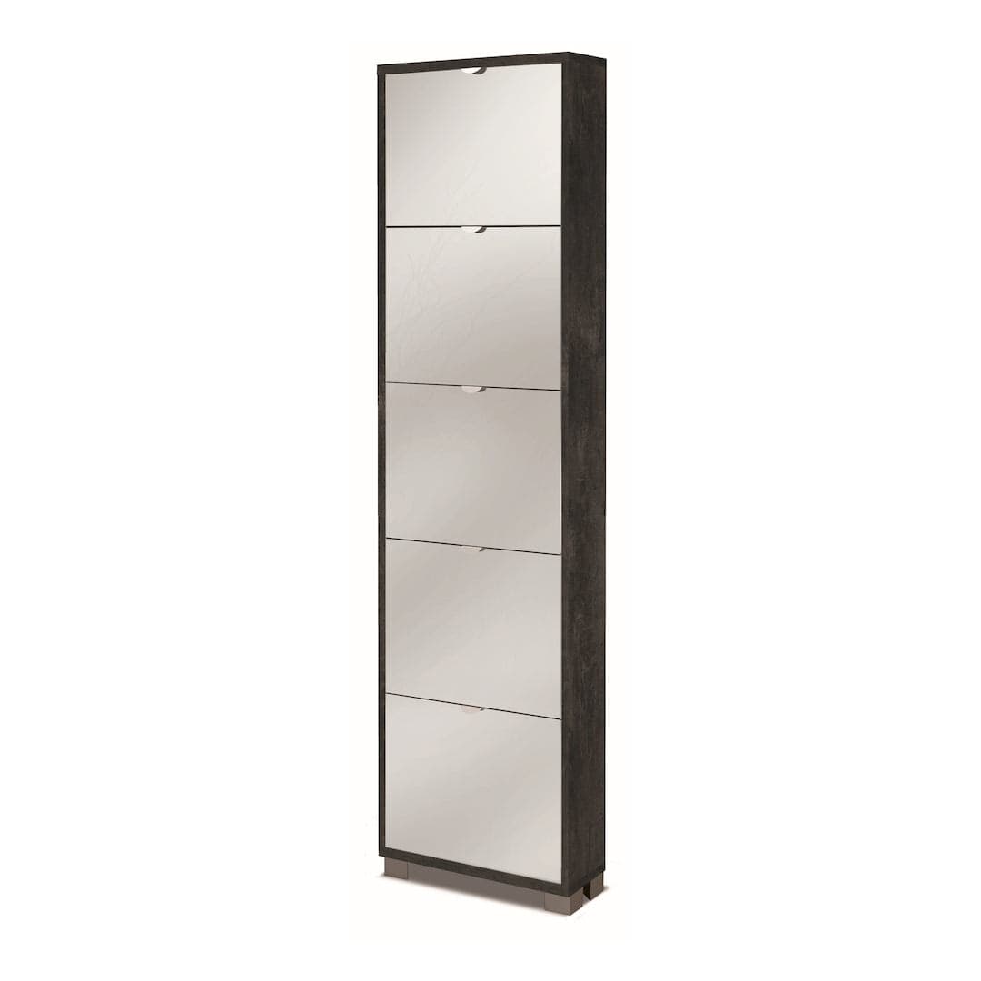 Scarpiera a cinque ante a ribalta con specchio dal design compatto - 190 x 50 x 18 cm - 6
