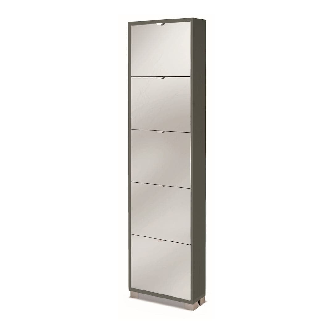 Scarpiera a cinque ante a ribalta con specchio dal design compatto - 190 x 50 x 18 cm - 7