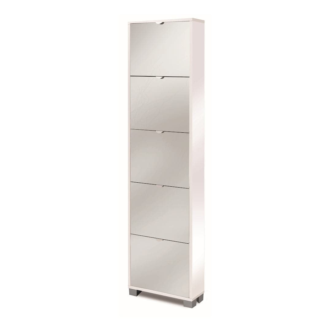 Scarpiera a cinque ante a ribalta con specchio dal design compatto - 190 x 50 x 18 cm - 8