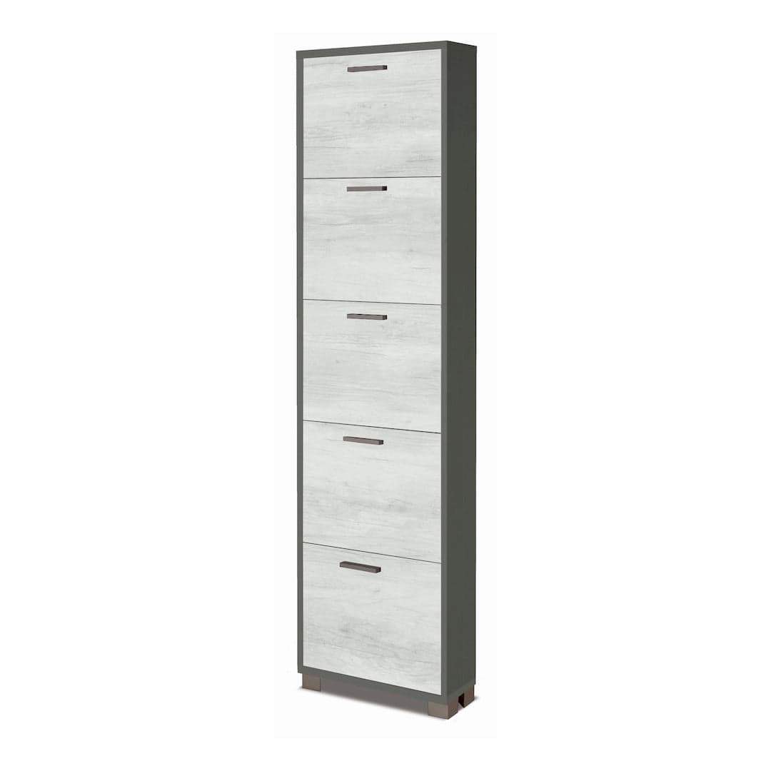 Scarpiera a cinque ante a ribalta dal design compatto - 190 x 50 x 18 cm - 40