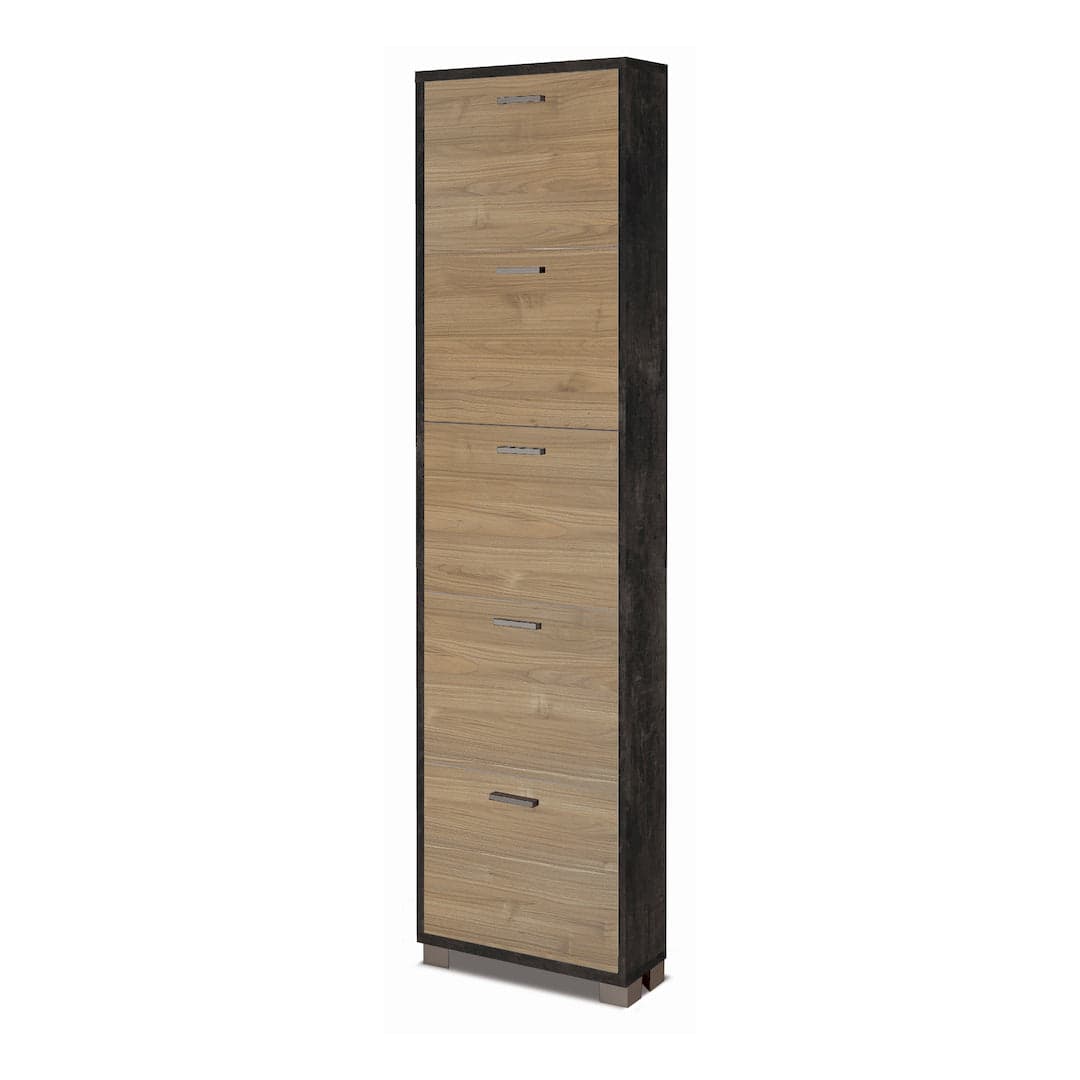 Scarpiera a cinque ante a ribalta dal design compatto - 190 x 50 x 18 cm - 38