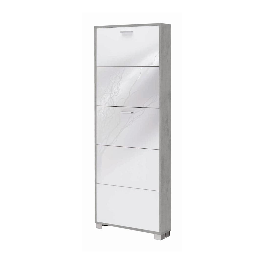 Scarpiera a cinque ante a ribalta dal design salvaspazio - 190 x 70 x 18 cm - 55