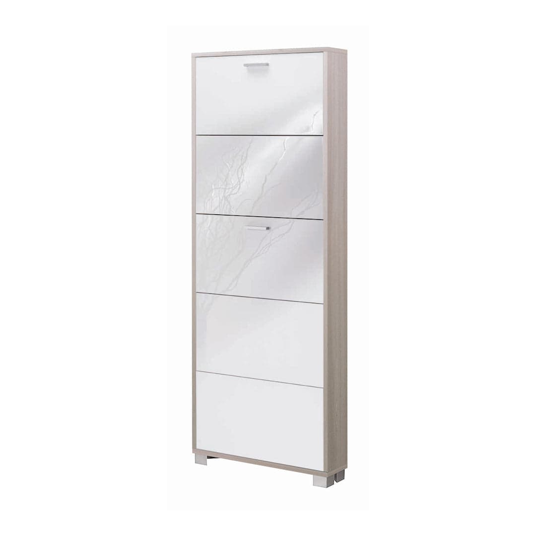 Scarpiera a cinque ante a ribalta dal design salvaspazio - 190 x 70 x 18 cm - 56