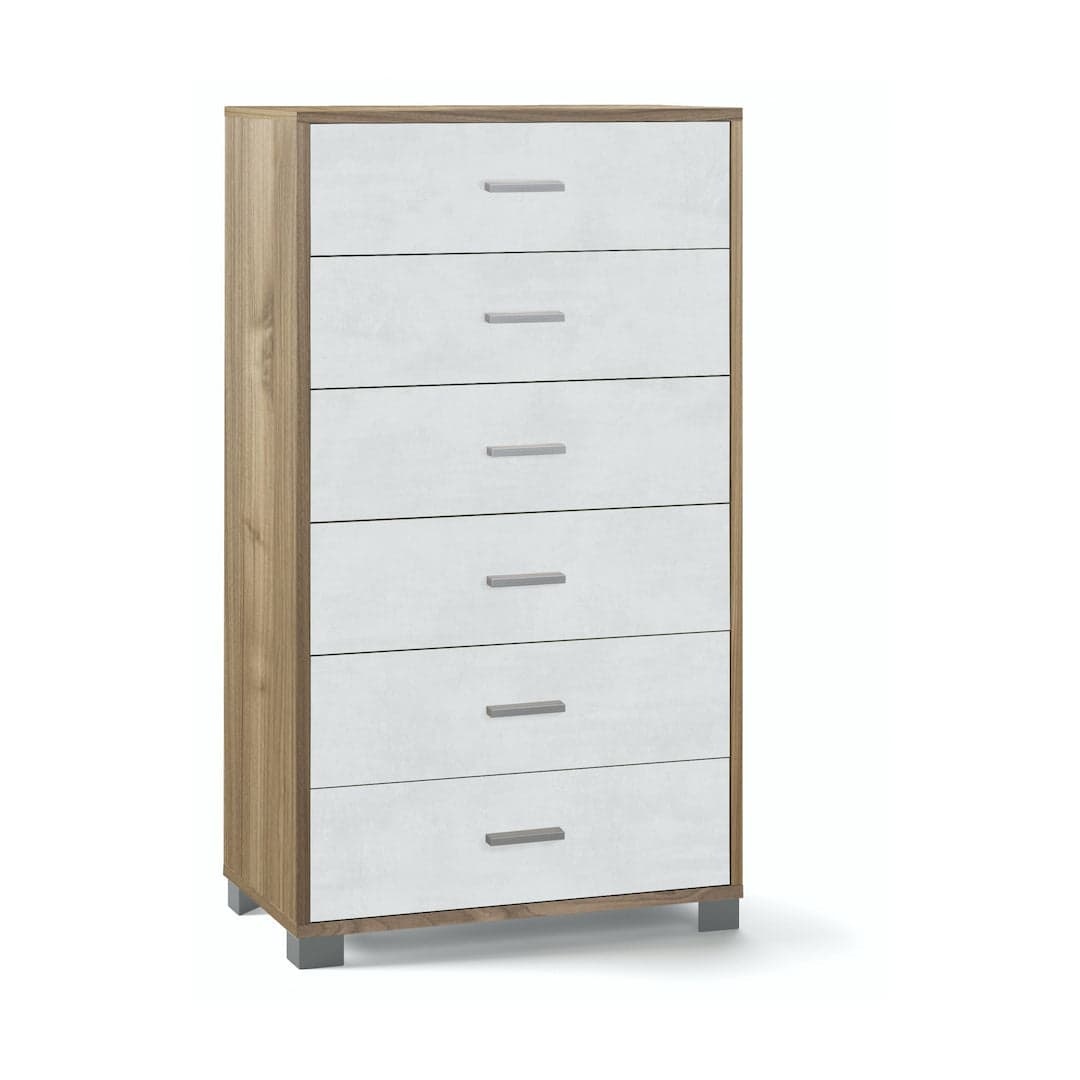 Cassettiera a sei cassetti spaziosa dal design moderno - 124 x 70 x 41 cm - 34