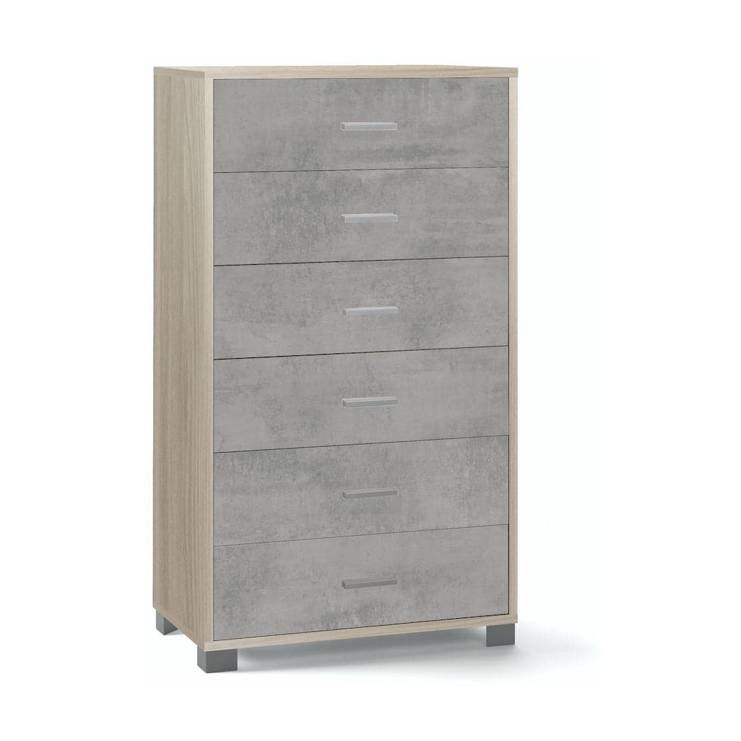 Cassettiera a sei cassetti spaziosa dal design moderno - 124 x 70 x 41 cm - 36