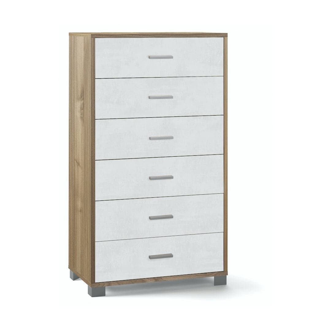 Cassettiera a sei cassetti spaziosa dal design moderno - 124 x 70 x 41 cm - 11