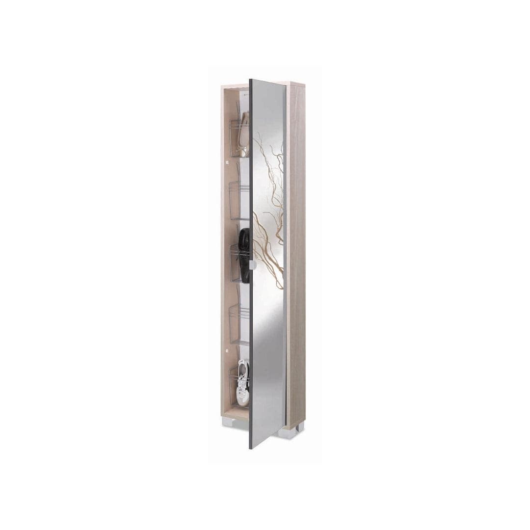 Colonna portascarpe con anta a specchio - 190 x 43 x 18 cm - 7