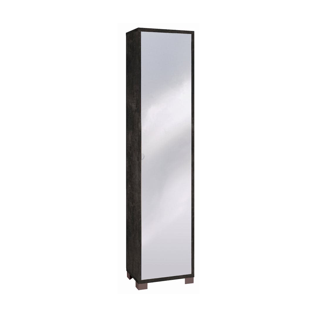 Colonna portascarpe 1 anta con specchio e griglie interne - 190 x 43 x 29 cm - 14