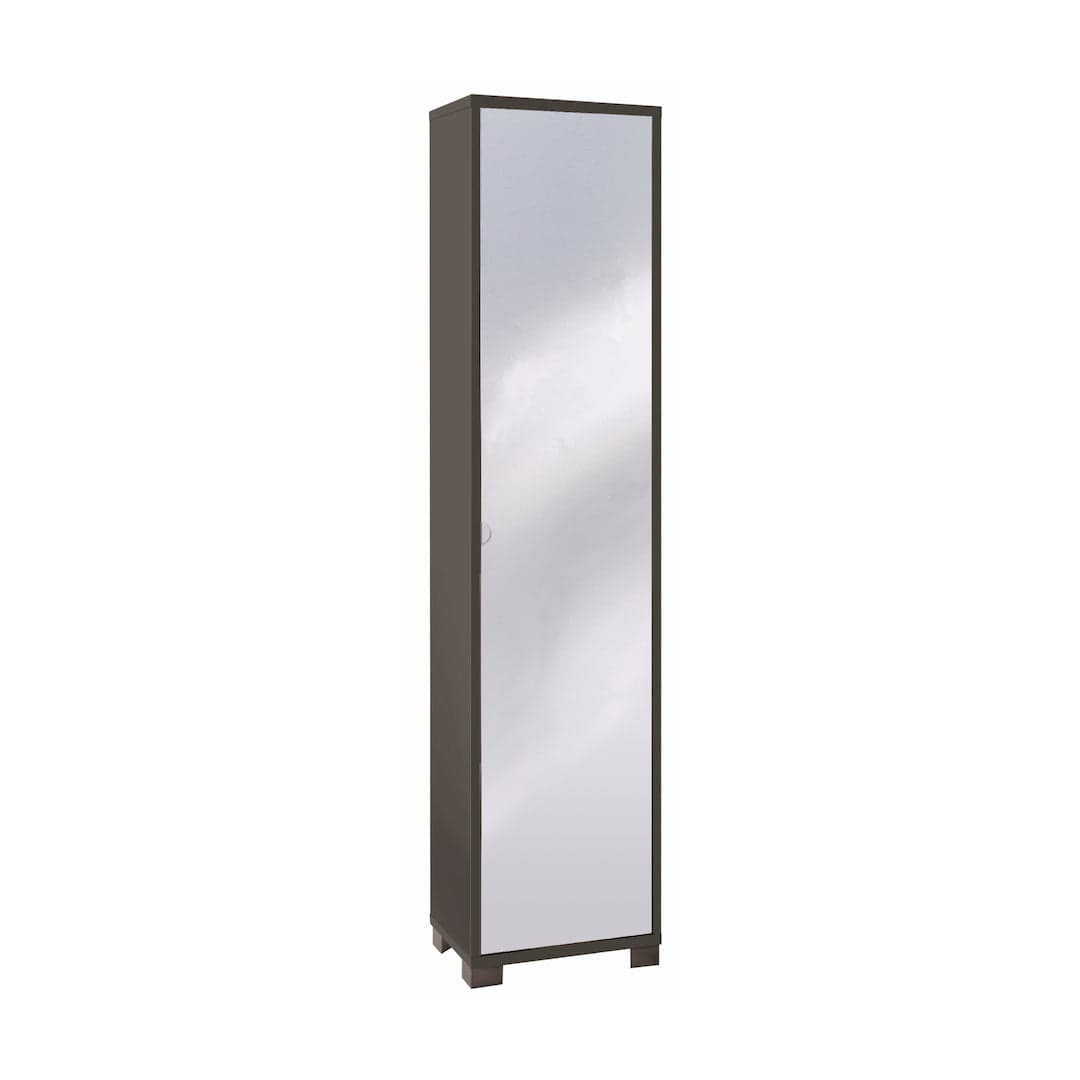 Colonna portascarpe 1 anta con specchio e griglie interne - 190 x 43 x 29 cm - 15