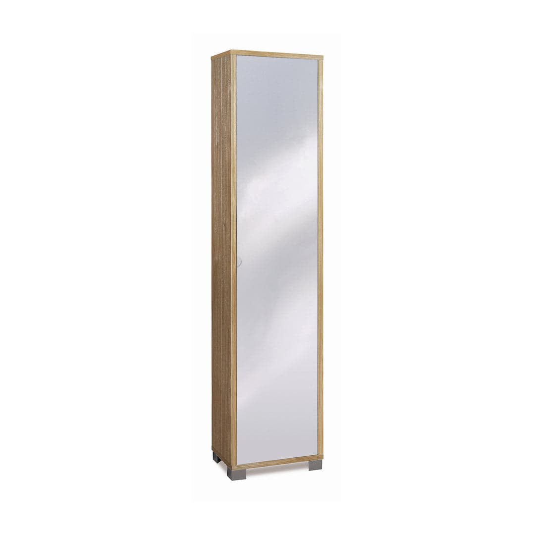 Colonna portascarpe 1 anta con specchio e griglie interne - 190 x 43 x 29 cm - 12