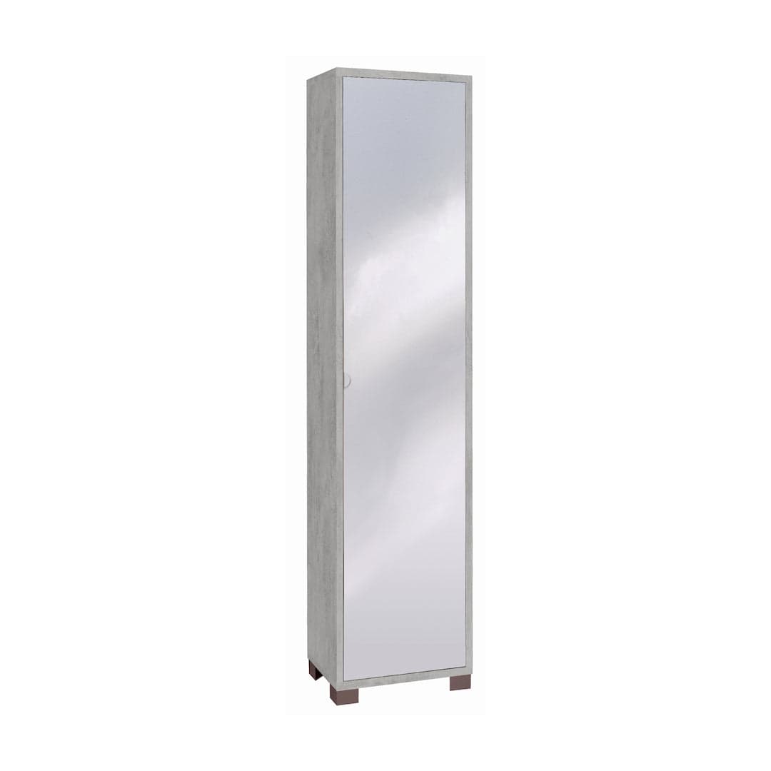 Colonna portascarpe 1 anta con specchio e griglie interne - 190 x 43 x 29 cm - 11