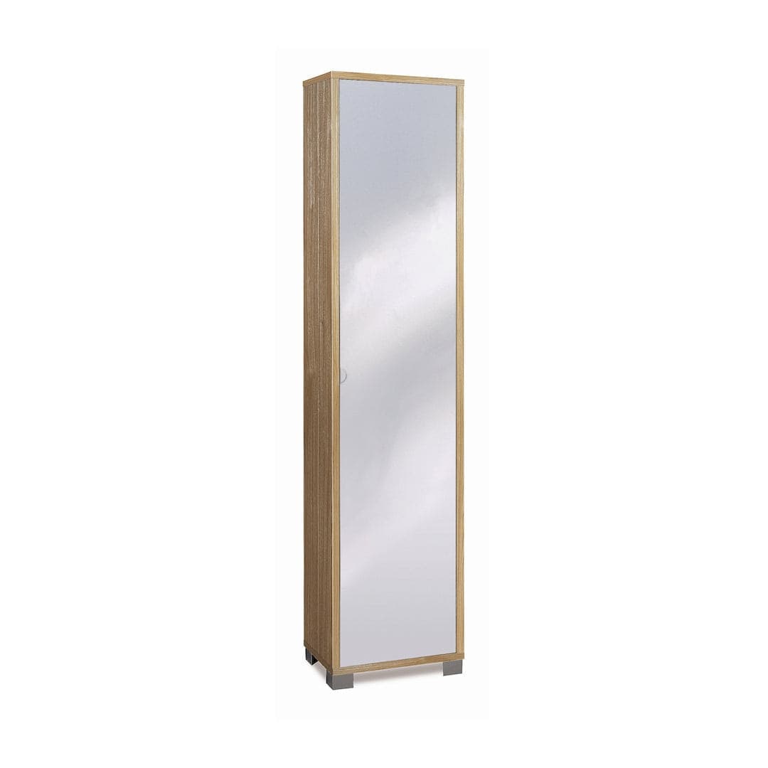 Colonna portascarpe 1 anta con specchio e griglie interne - 190 x 43 x 29 cm - 4