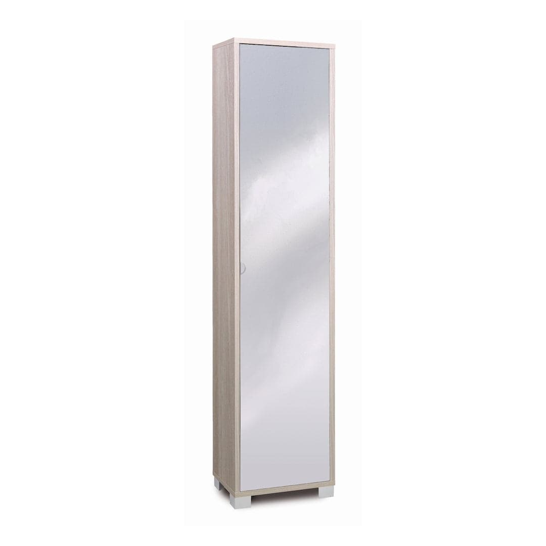 Colonna portascarpe 1 anta con specchio e griglie interne - 190 x 43 x 29 cm - 5