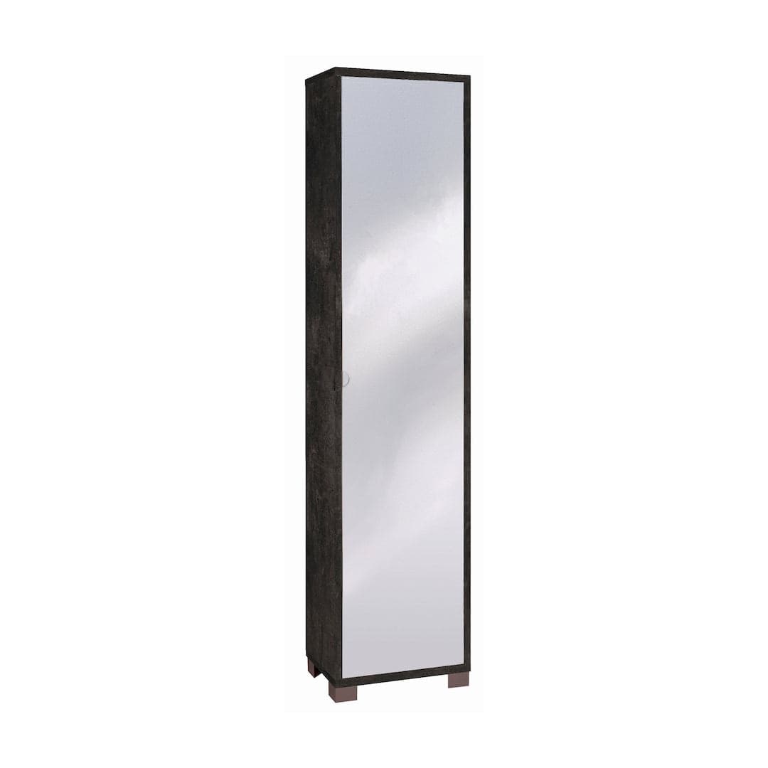 Colonna portascarpe 1 anta con specchio e griglie interne - 190 x 43 x 29 cm - 6