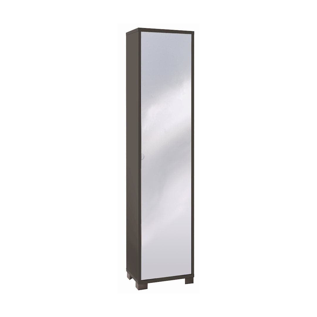 Colonna portascarpe 1 anta con specchio e griglie interne - 190 x 43 x 29 cm - 7