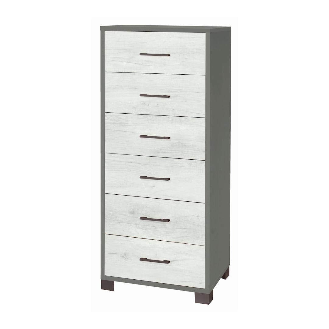 Cassettiera quadrata 6 cassetti con guide metalliche - 124 x 50 x 41 cm - 52