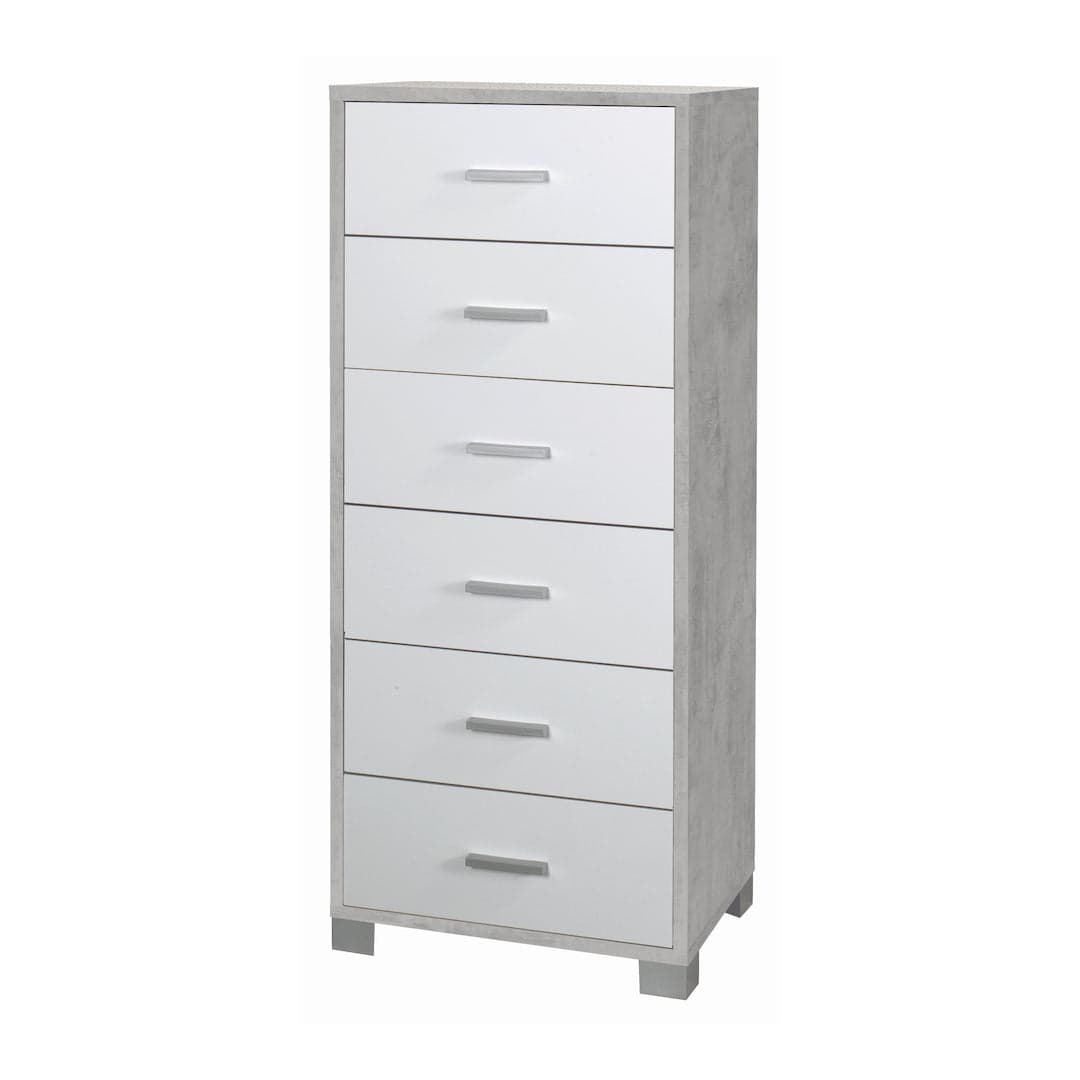 Cassettiera quadrata 6 cassetti con guide metalliche - 124 x 50 x 41 cm - 54