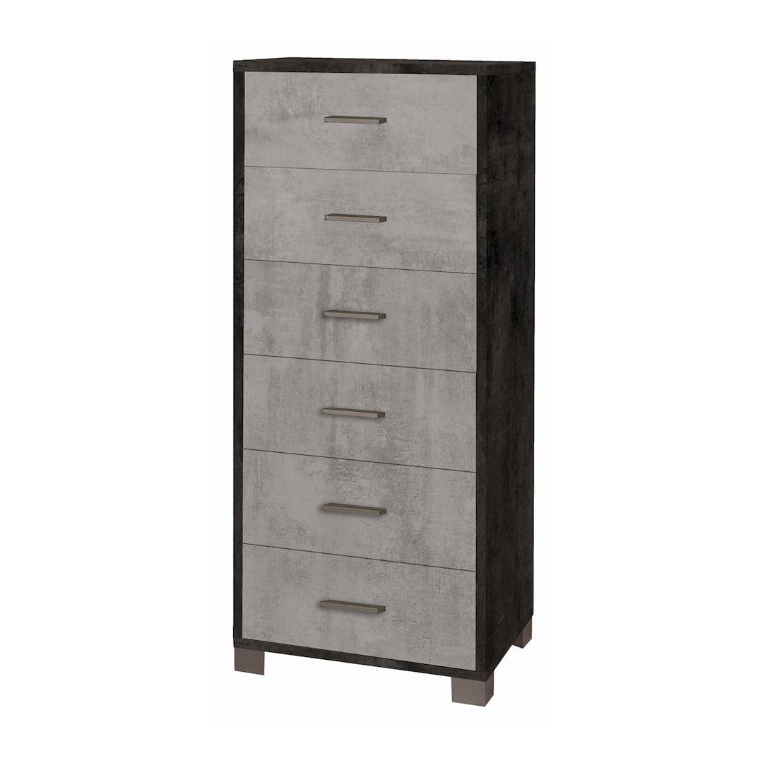 Cassettiera quadrata 6 cassetti con guide metalliche - 124 x 50 x 41 cm - 45