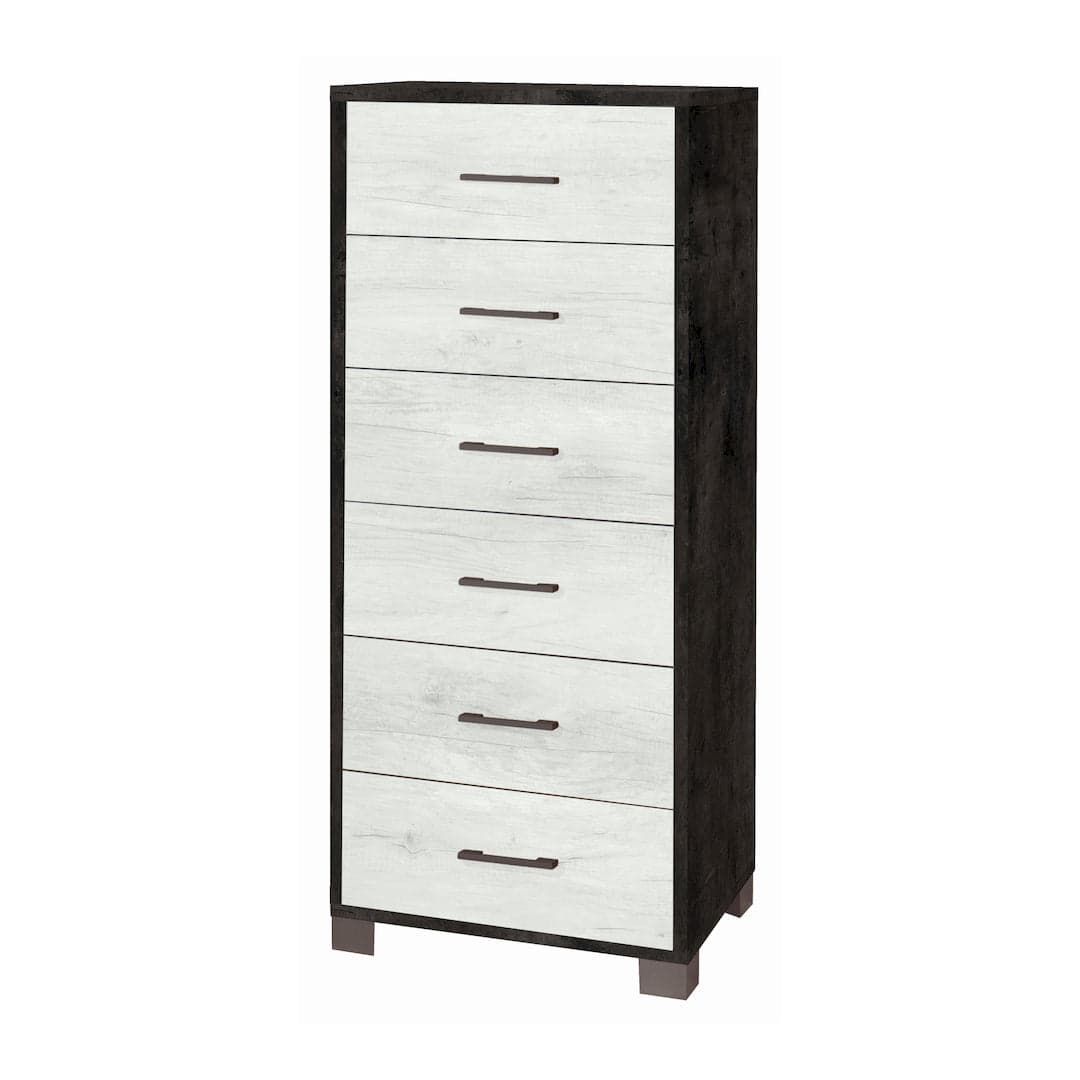 Cassettiera quadrata 6 cassetti con guide metalliche - 124 x 50 x 41 cm - 48