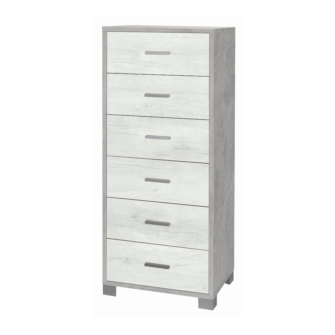 Cassettiera quadrata 6 cassetti con guide metalliche - 124 x 50 x 41 cm - 38