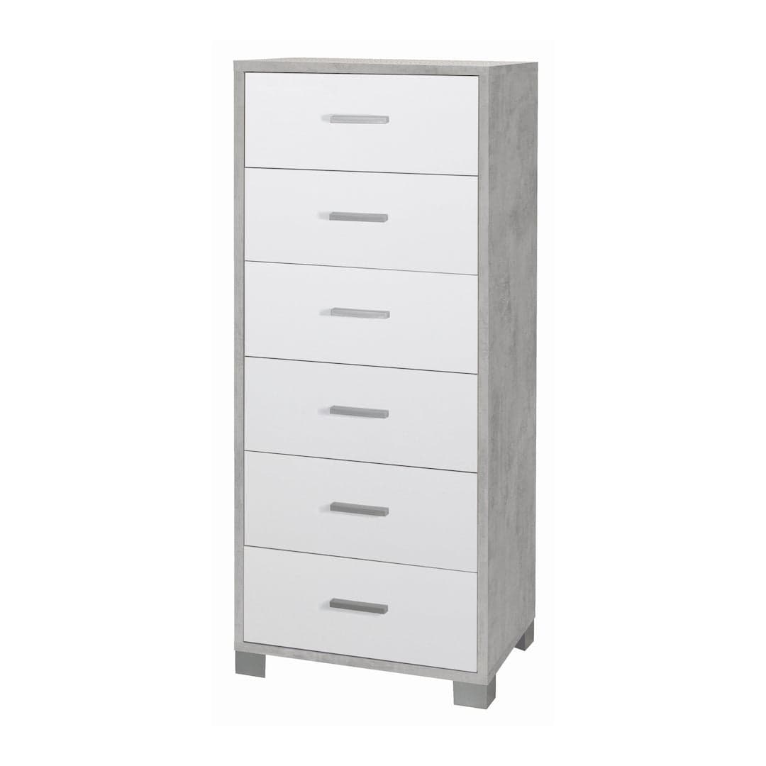 Cassettiera quadrata 6 cassetti con guide metalliche - 124 x 50 x 41 cm - 34