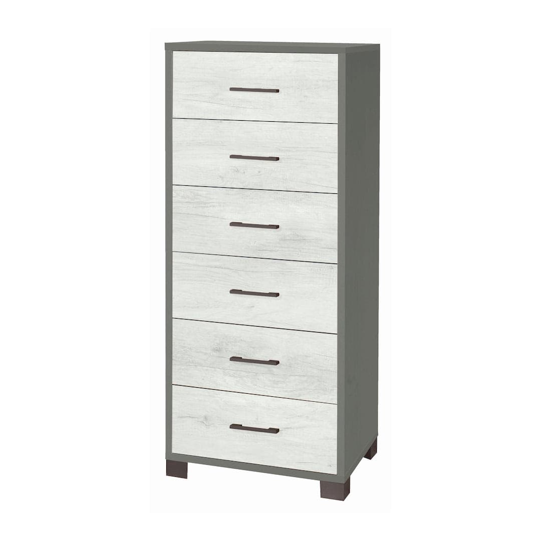 Cassettiera quadrata 6 cassetti con guide metalliche - 124 x 50 x 41 cm - 24