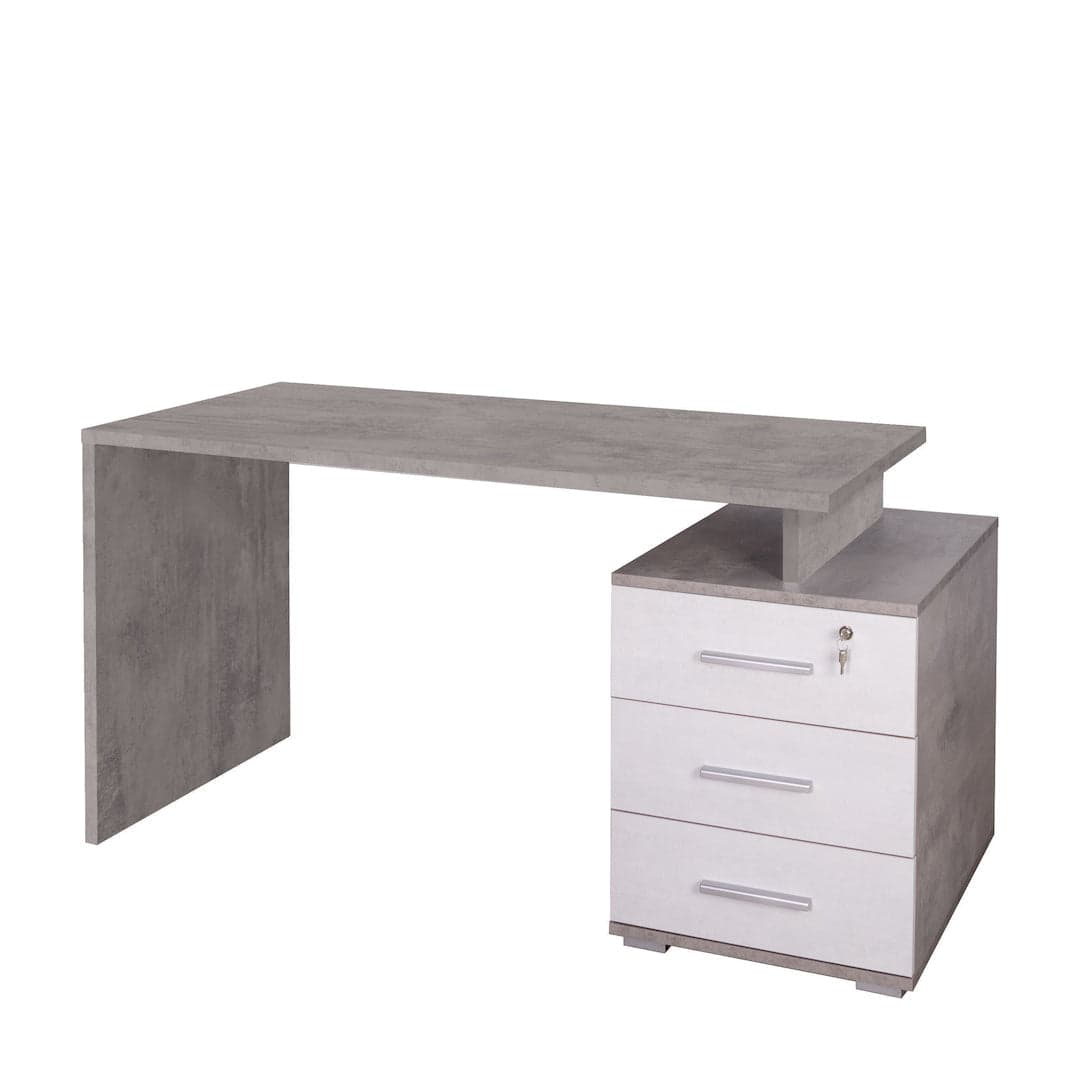 Scrivania moderna con cassettiera destra a 3 cassetti - 76 x 154 x 55 cm - 3