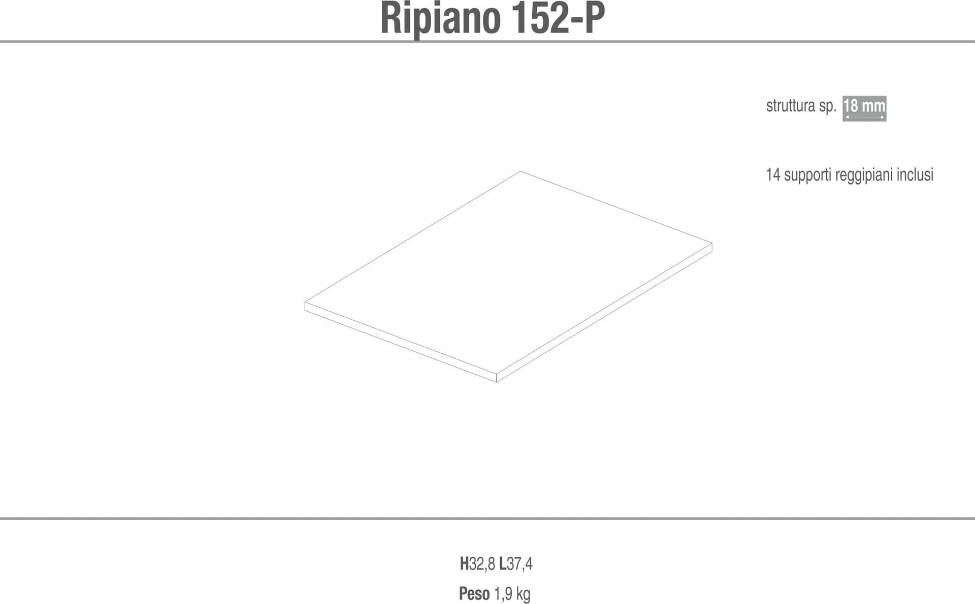 Ripiano aggiuntivo color cemento con supporti reggipiani - 32,8 x 37,4 x 1,8 cm - 2