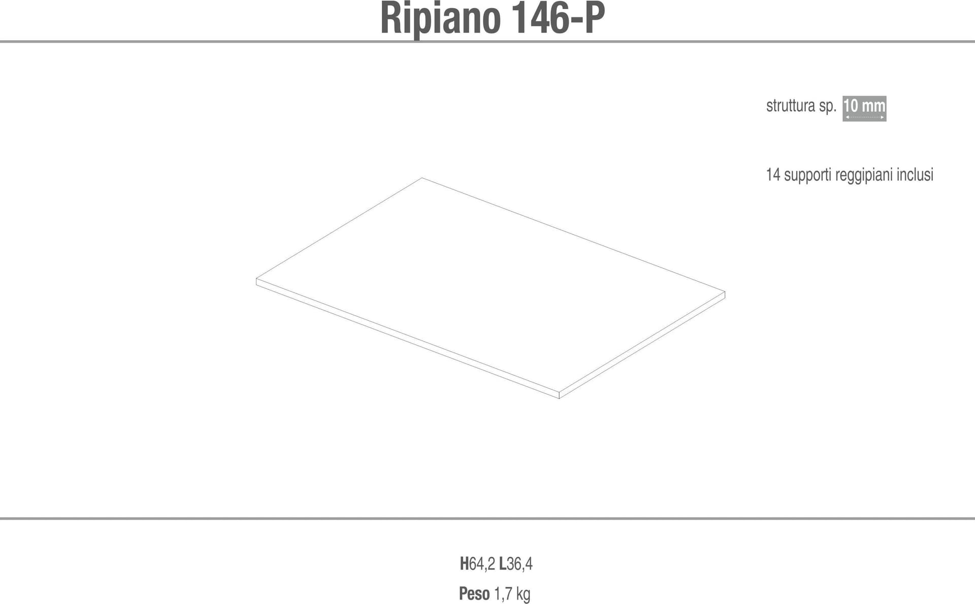 Ripiano aggiuntivo con supporti per reggipiani - 64,2 x 36,4 x 1,0 cm - 2