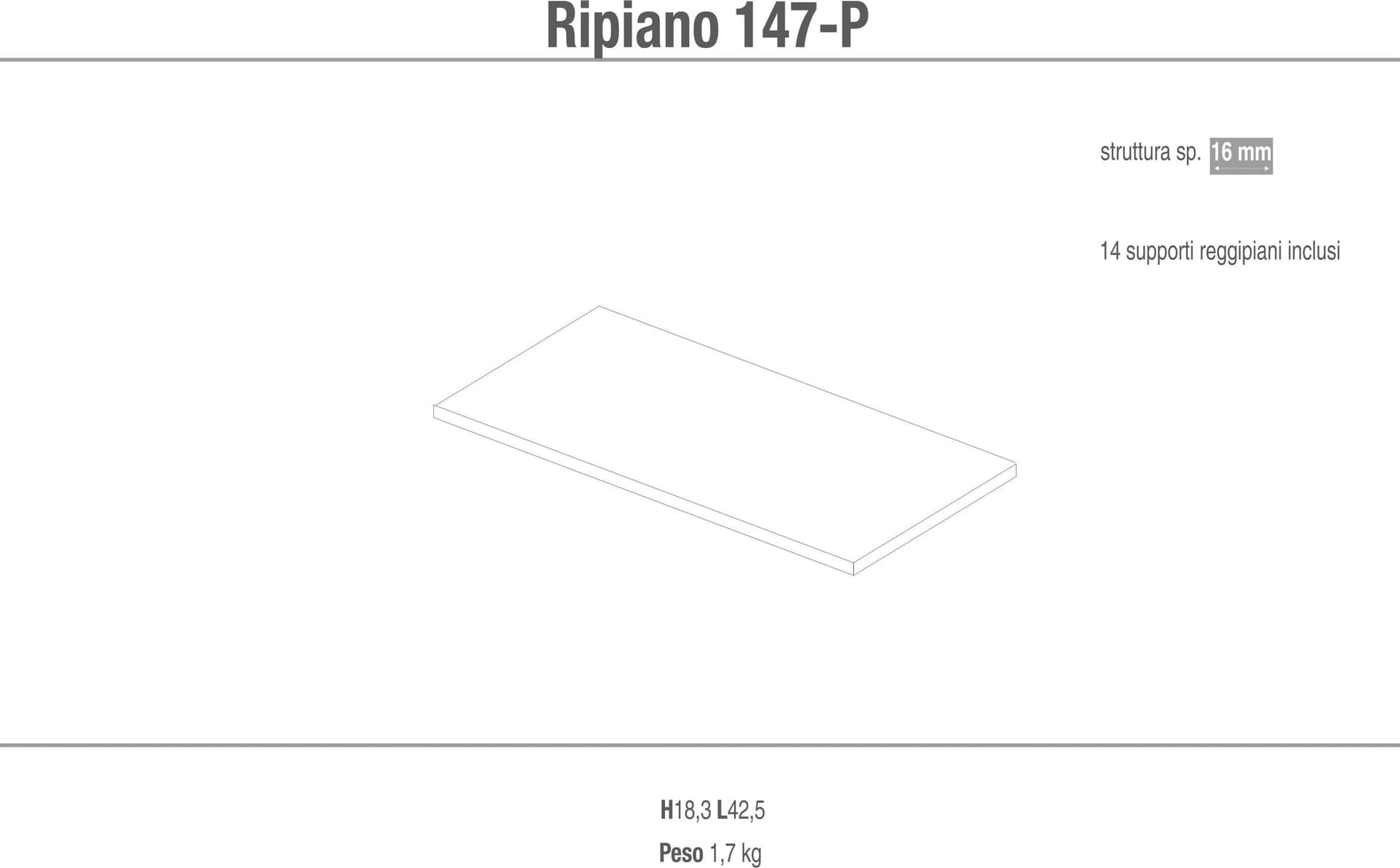 Ripiano aggiuntivo bianco con supporti reggipiani - 42,5 x 18,3 x 1,6 cm - 2