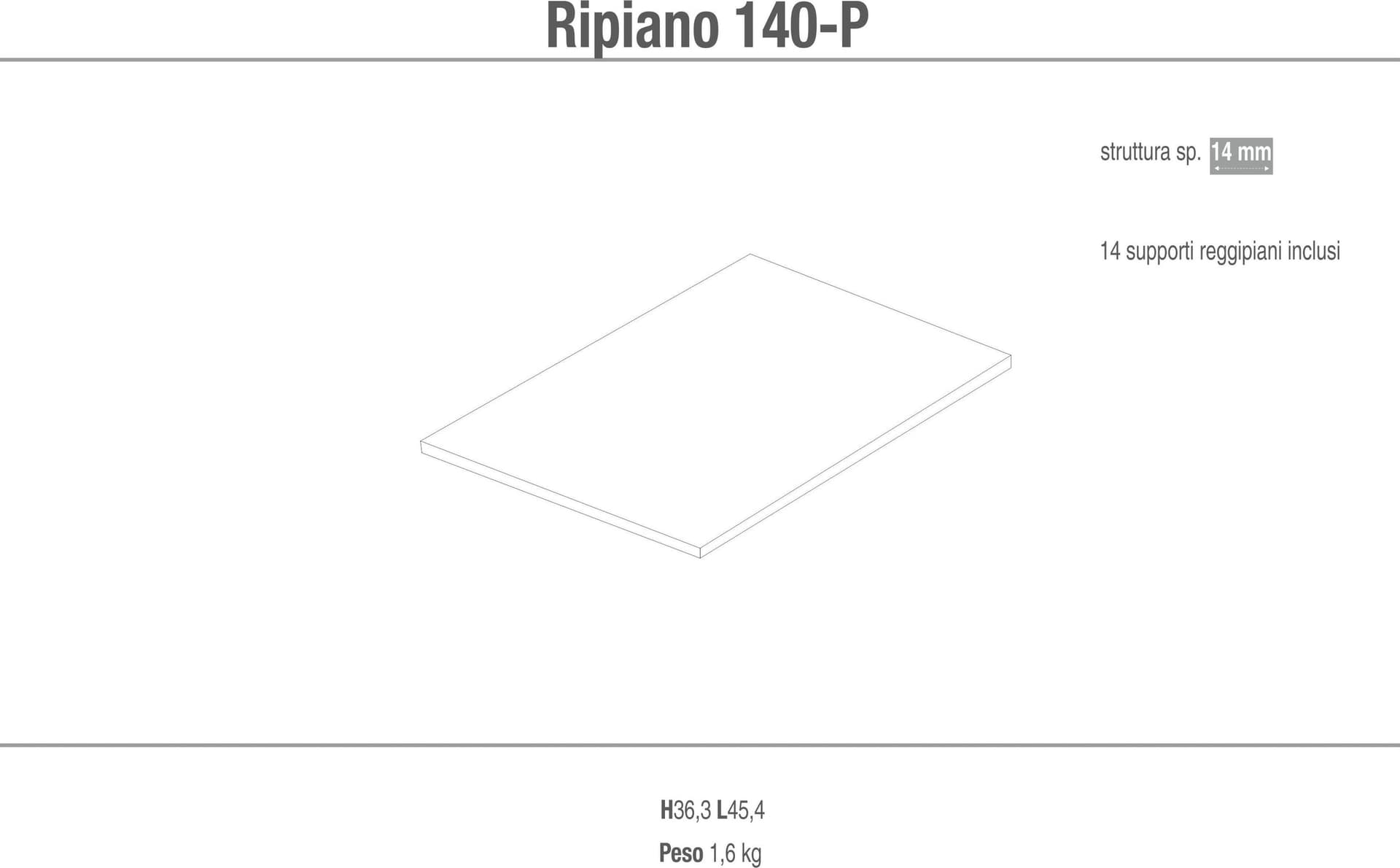 Ripiano aggiuntivo con supporti reggipiano – 45.4x1.4x36.3 cm - 2