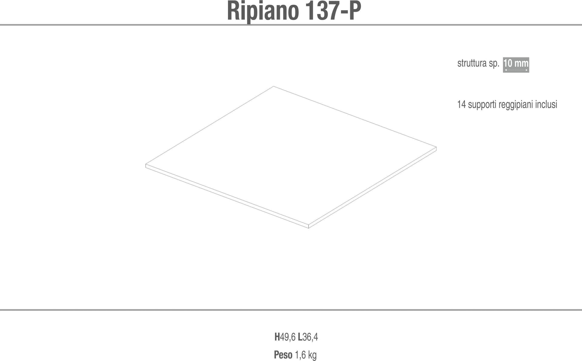 Ripiano aggiuntivo con supporti reggipiano – 36.4x1x49.6 cm - 2
