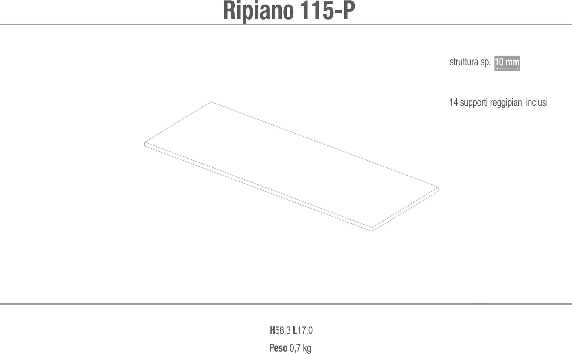 Ripiano aggiuntivo con supporti reggipiano – 17x1x58.3 cm - 2