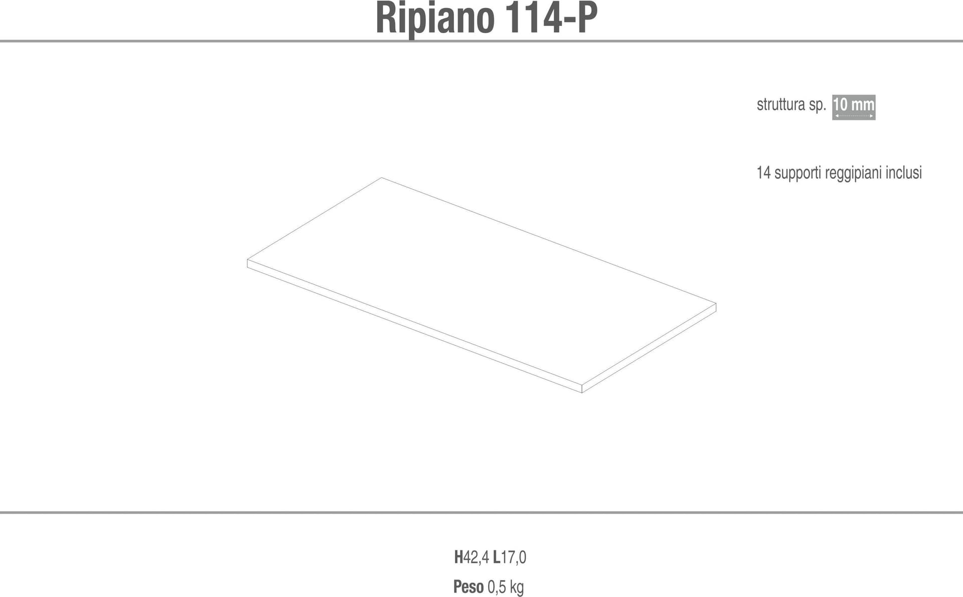 Ripiano aggiuntivo con supporti reggipiano – 17x1x42.4 cm - 2