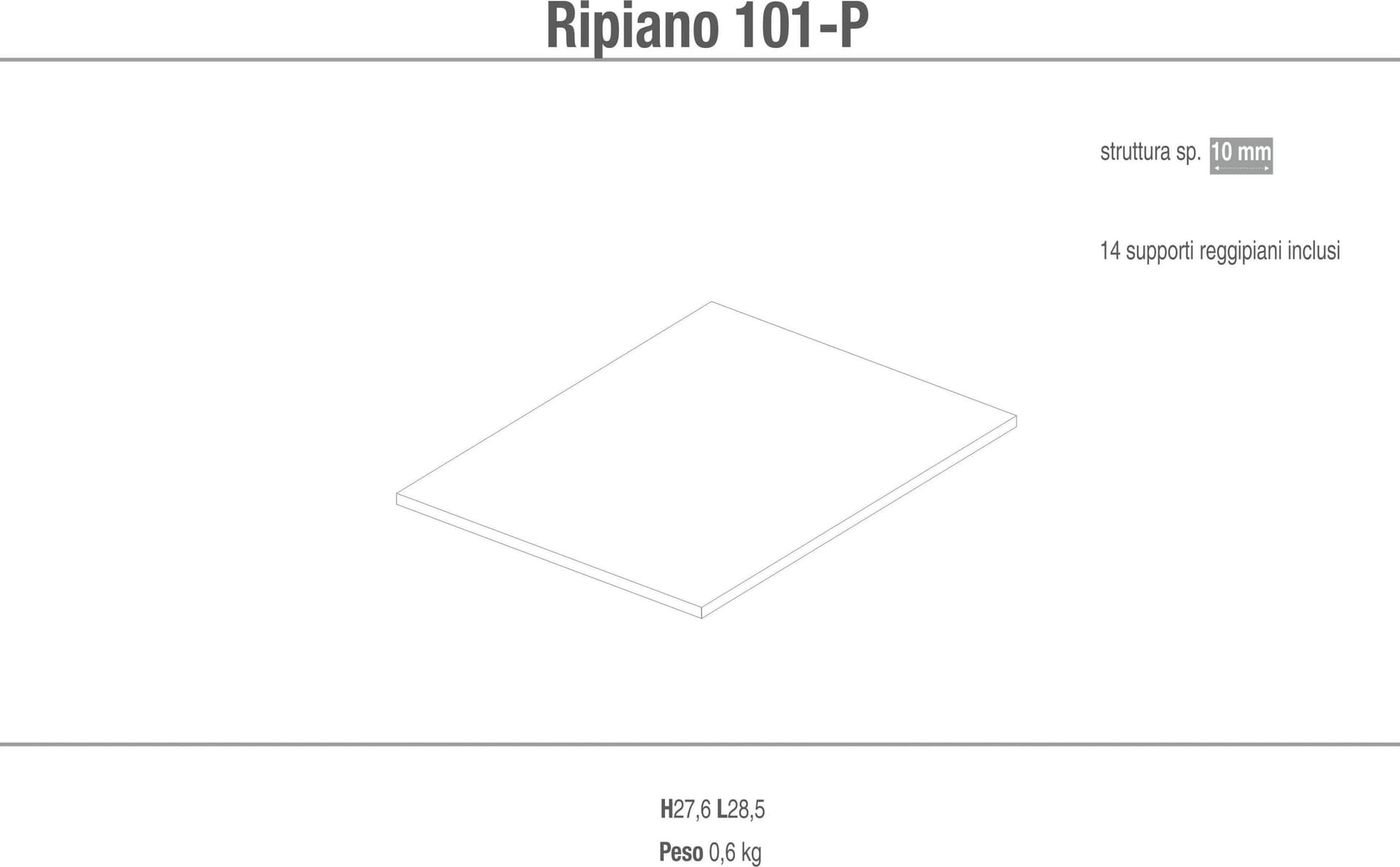 Ripiano aggiuntivo con supporti reggipiano – 28.5x1x27.6 cm - 2