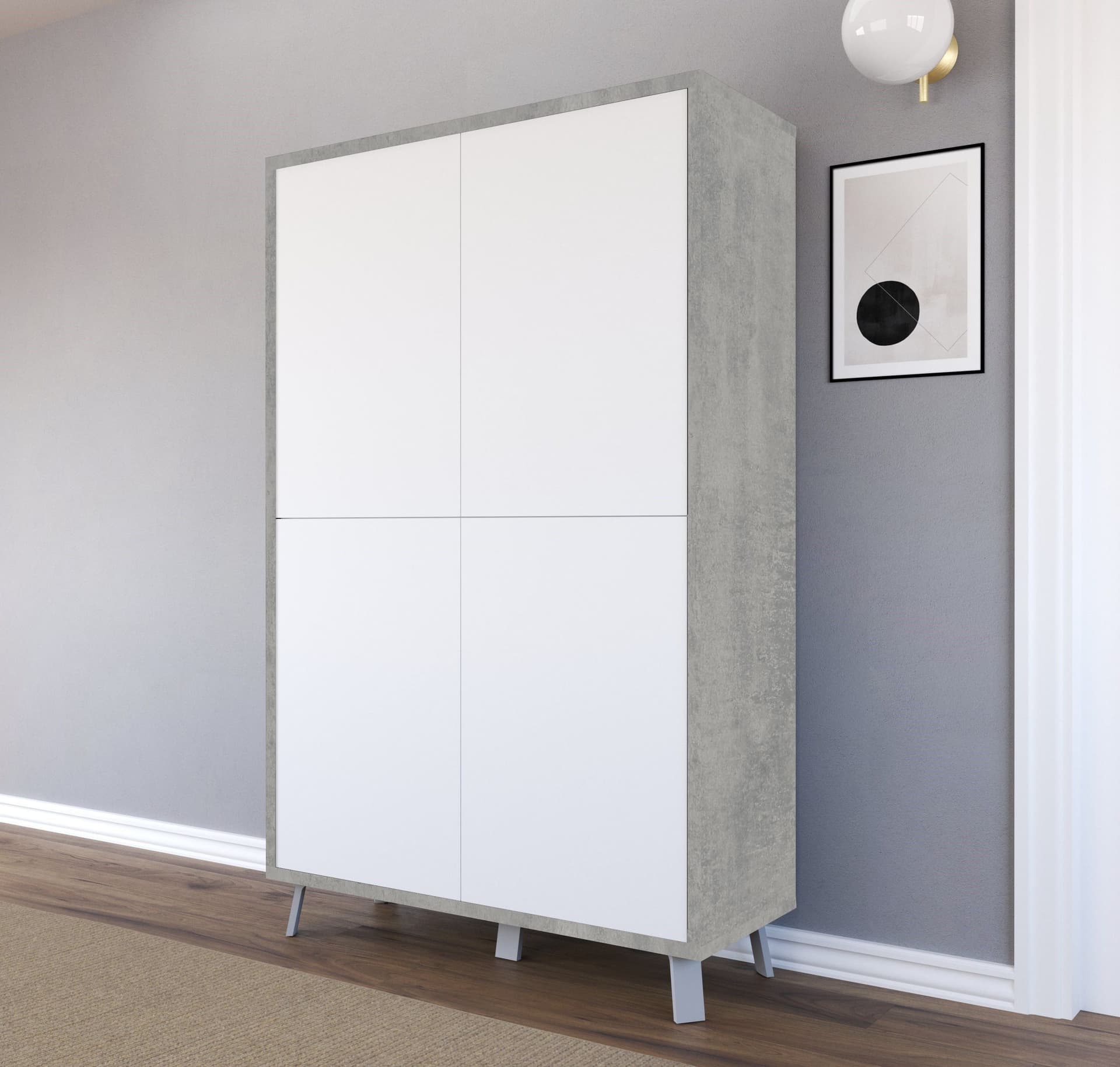 Madia moderna 4 ante con apertura push-pull – 108x41x161 cm - 12
