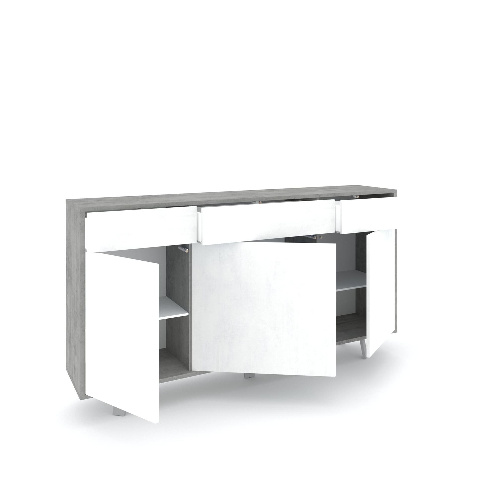 Madia moderna 3 ante con 3 cassetti push-pull – 164x41x92 cm - 13