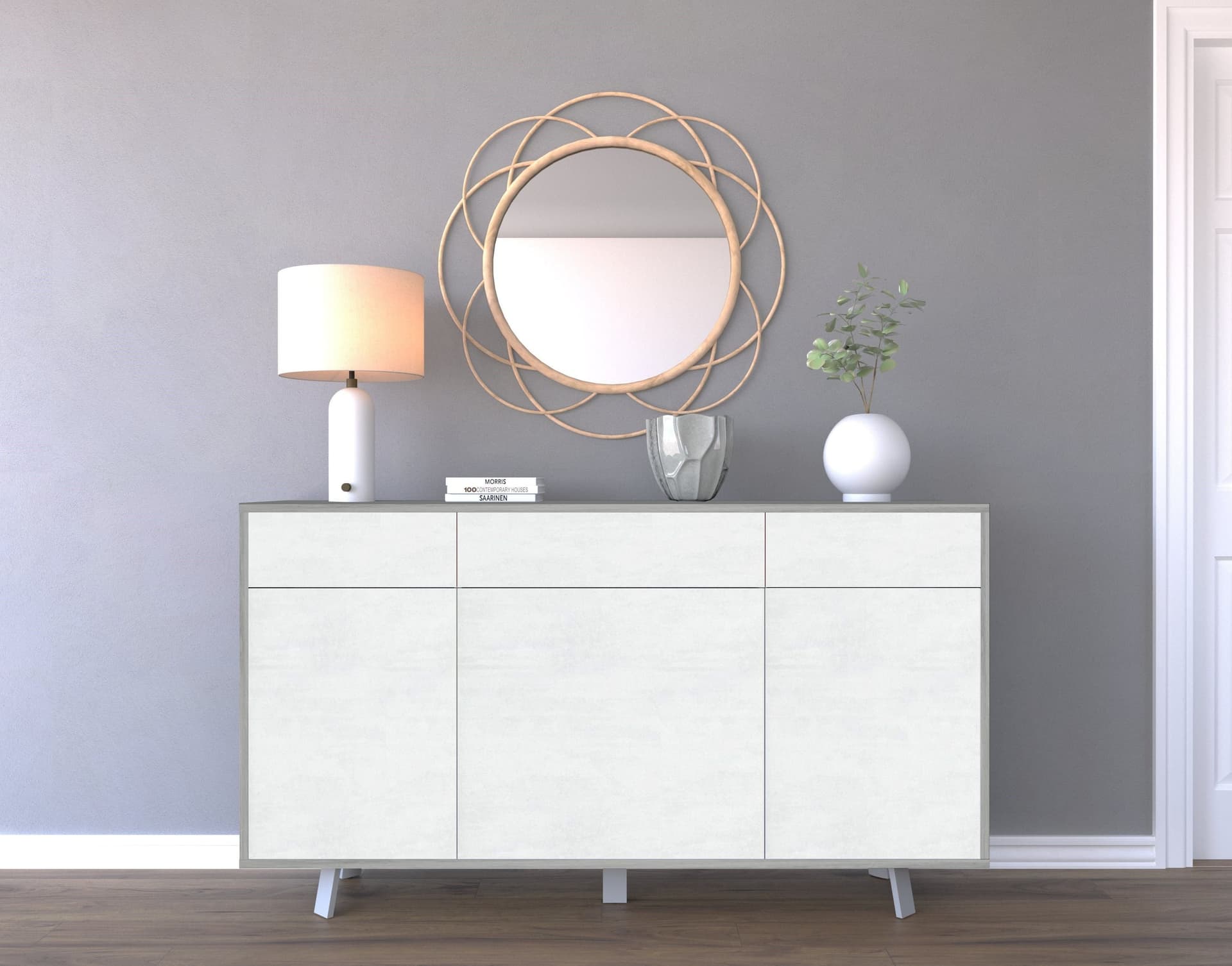 Madia moderna 3 ante con 3 cassetti push-pull – 164x41x92 cm - 14