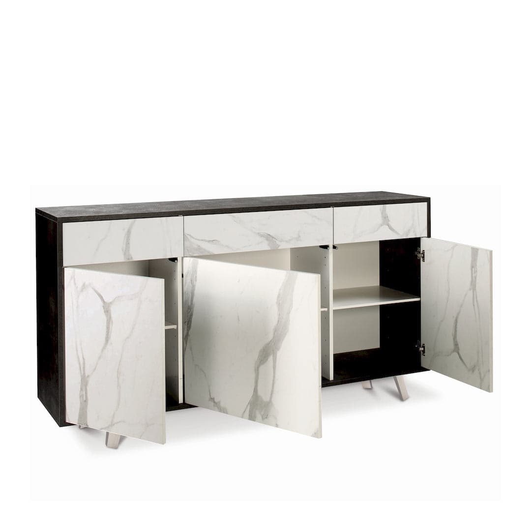 Madia moderna 3 ante con 3 cassetti push-pull – 164x41x92 cm - 5