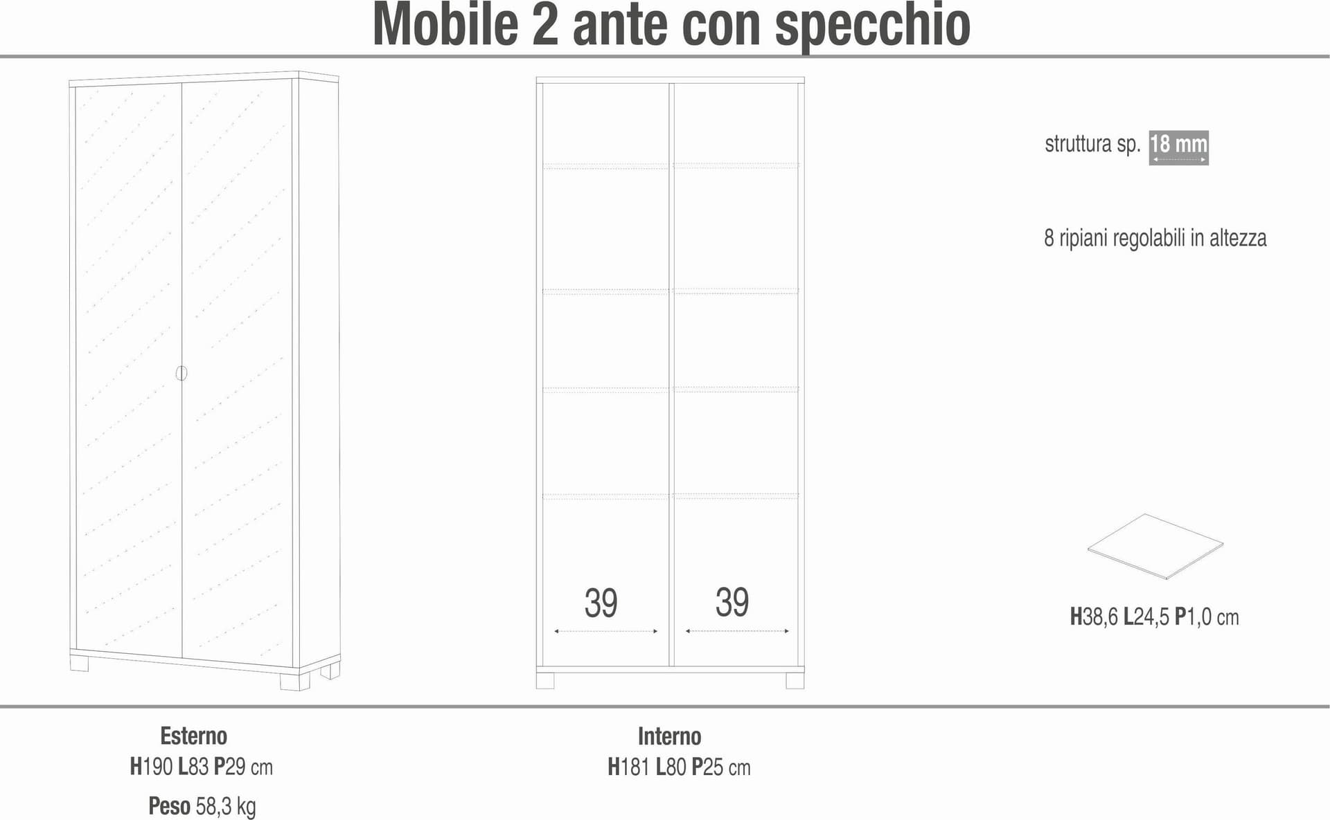 Mobile portascarpe a 2 ante specchiate con 10 griglie – 83 x 29 x 190 cm - 5