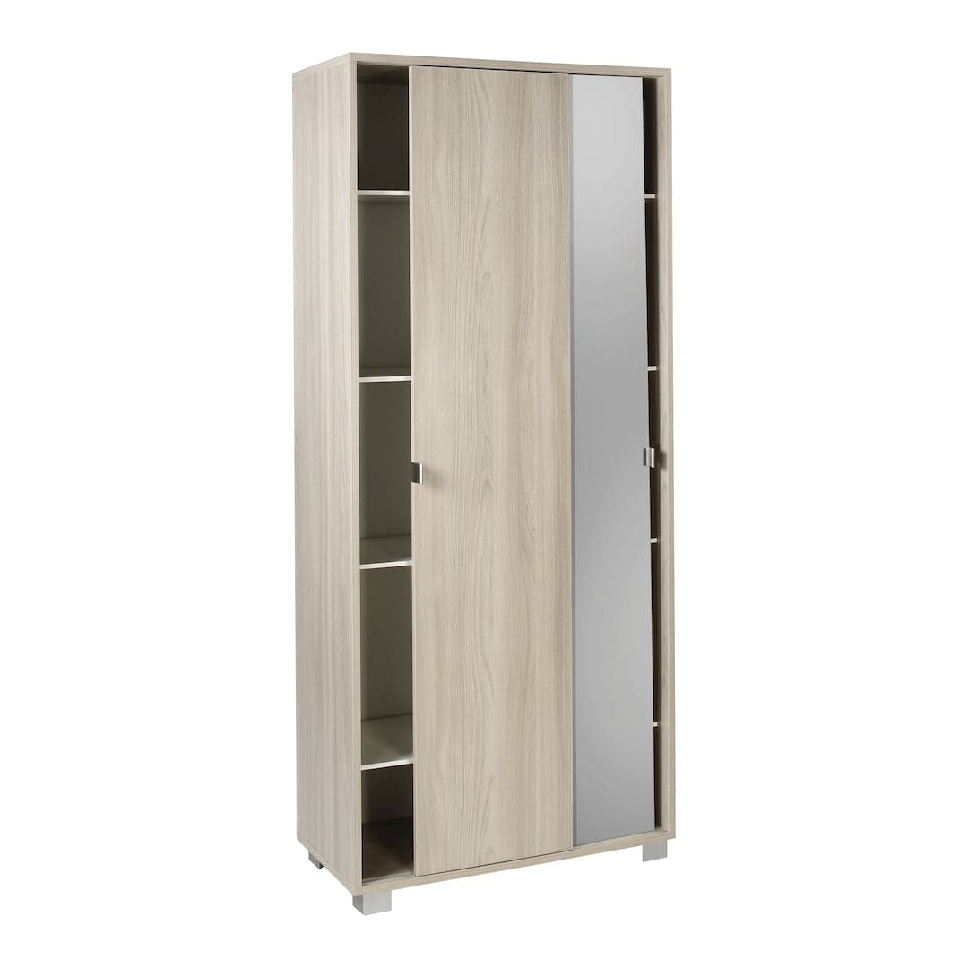 Armadio a due ante scorrevoli con specchio e ripiani regolabili - 190 x 82 x 41 cm - 4