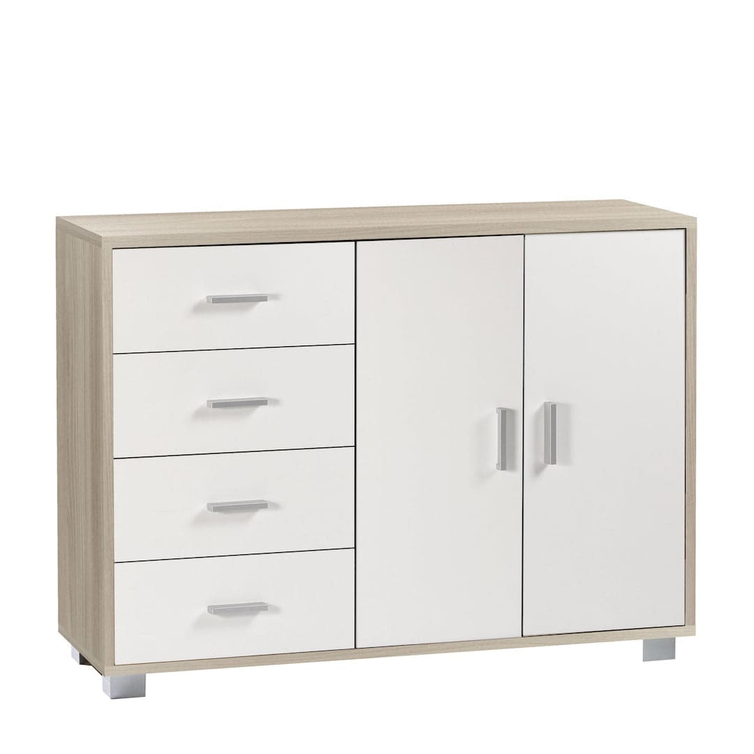 Mobile a 2 ante e 4 cassetti con ripiano regolabile – 116 x 41 x 86 cm - 16