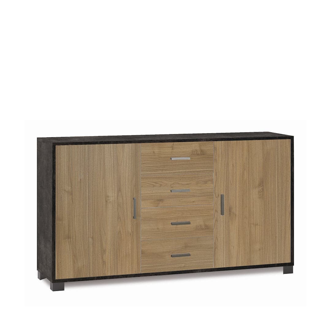 Mobile a 2 ante e 4 cassetti con ripiani regolabili – 153 x 41 x 86 cm - 50