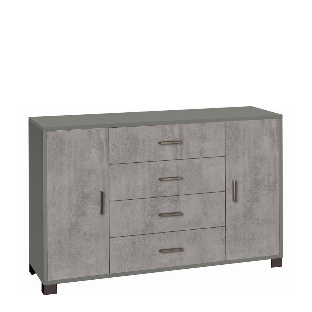 Mobile a 2 ante e 4 cassetti con ripiani regolabili – 136 x 41 x 86 cm - 56