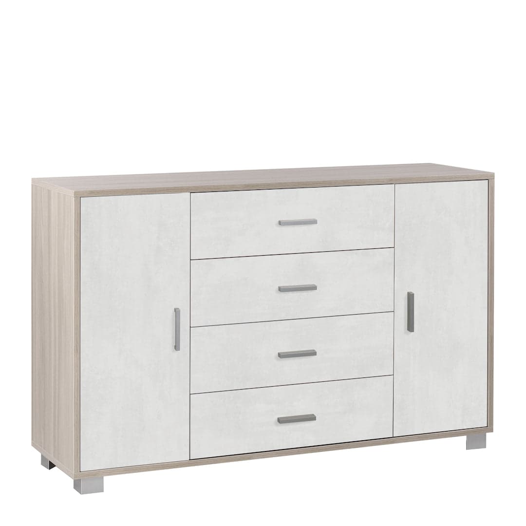 Mobile a 2 ante e 4 cassetti con ripiani regolabili – 136 x 41 x 86 cm - 48